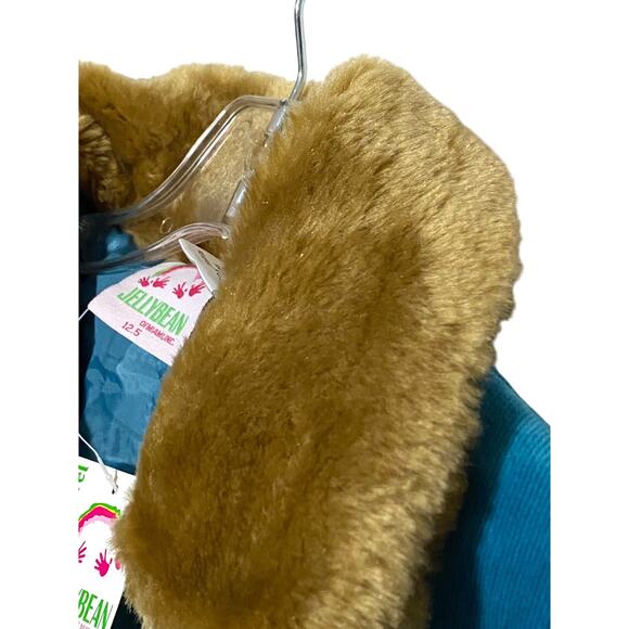 Corduroy Blue Coat Fuzzy Collar Buttons Jelly Bean Plus Size Apparel Girls 12.5 - Picture 4 of 9